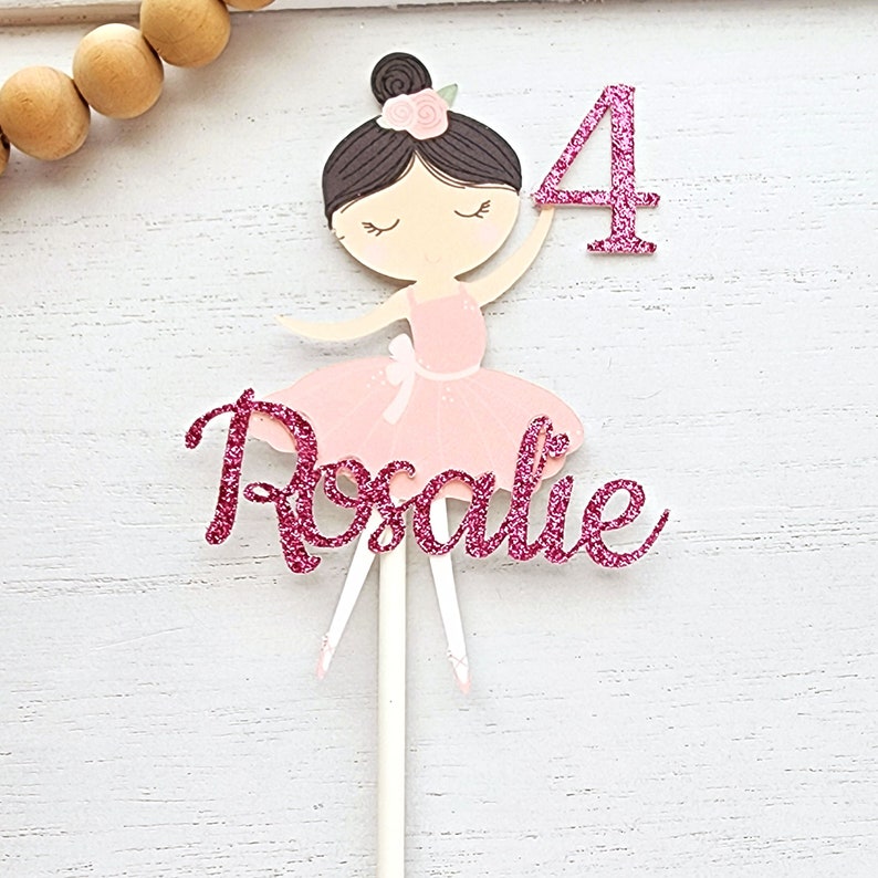 Personalized Ballerina Cake Topper Swan Birthday Party Birthday Party Decorations Personalized Birthday Decor Custom Birthday Decor image 5