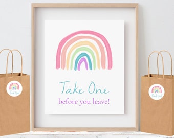 Pastel Watercolor Rainbow Favors Sign 8 x 10 | Rainbow Party | Baby Rainbow Shower Decor | Pastel Rainbow Party Digital Download