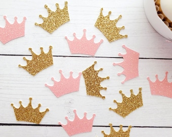 Princess Crown Party Confetti | Birthday Party Supplies | Pink and Gold Princess Party Decorations