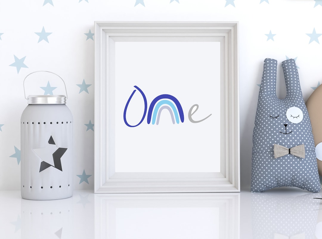 Printable Boho Blue Rainbow One Sign 8 X 10 | Rainbow Party | First ...