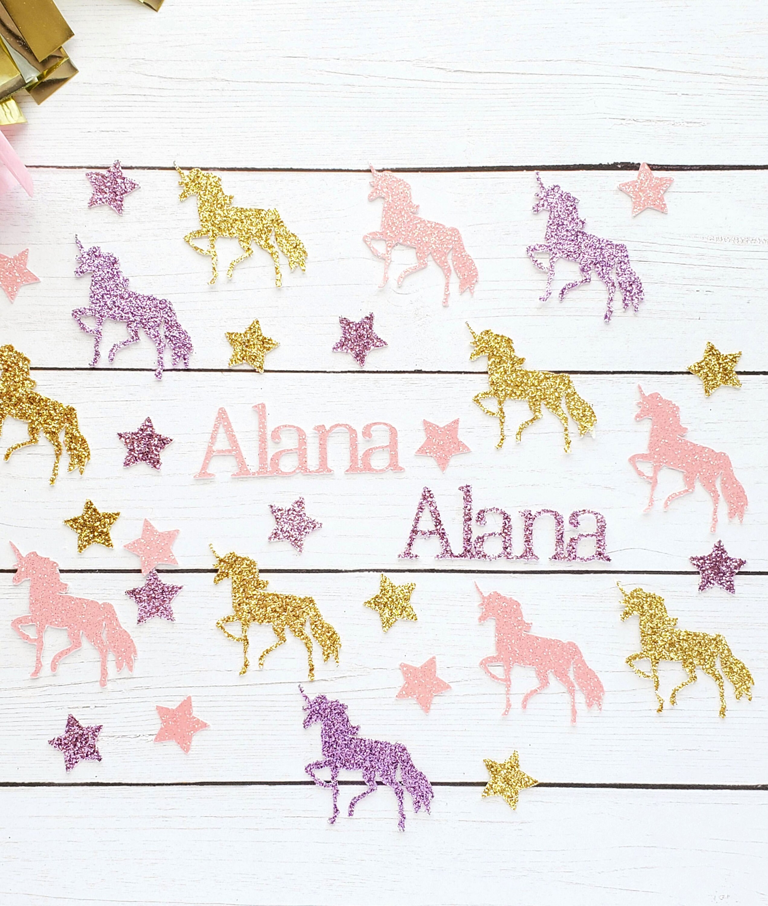 Personalized Unicorn Confetti Pastels Unicorn Confetti Table Confetti Birthday Confetti Party Decorations Unicorn Party Name