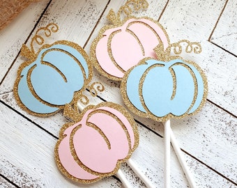 Gender Reveal Pink and Blue Little Pumpkin Cupcake Toppers | Our Little Pumpkin Party | Little Pumpkin Baby Shower | What Will Baby Be