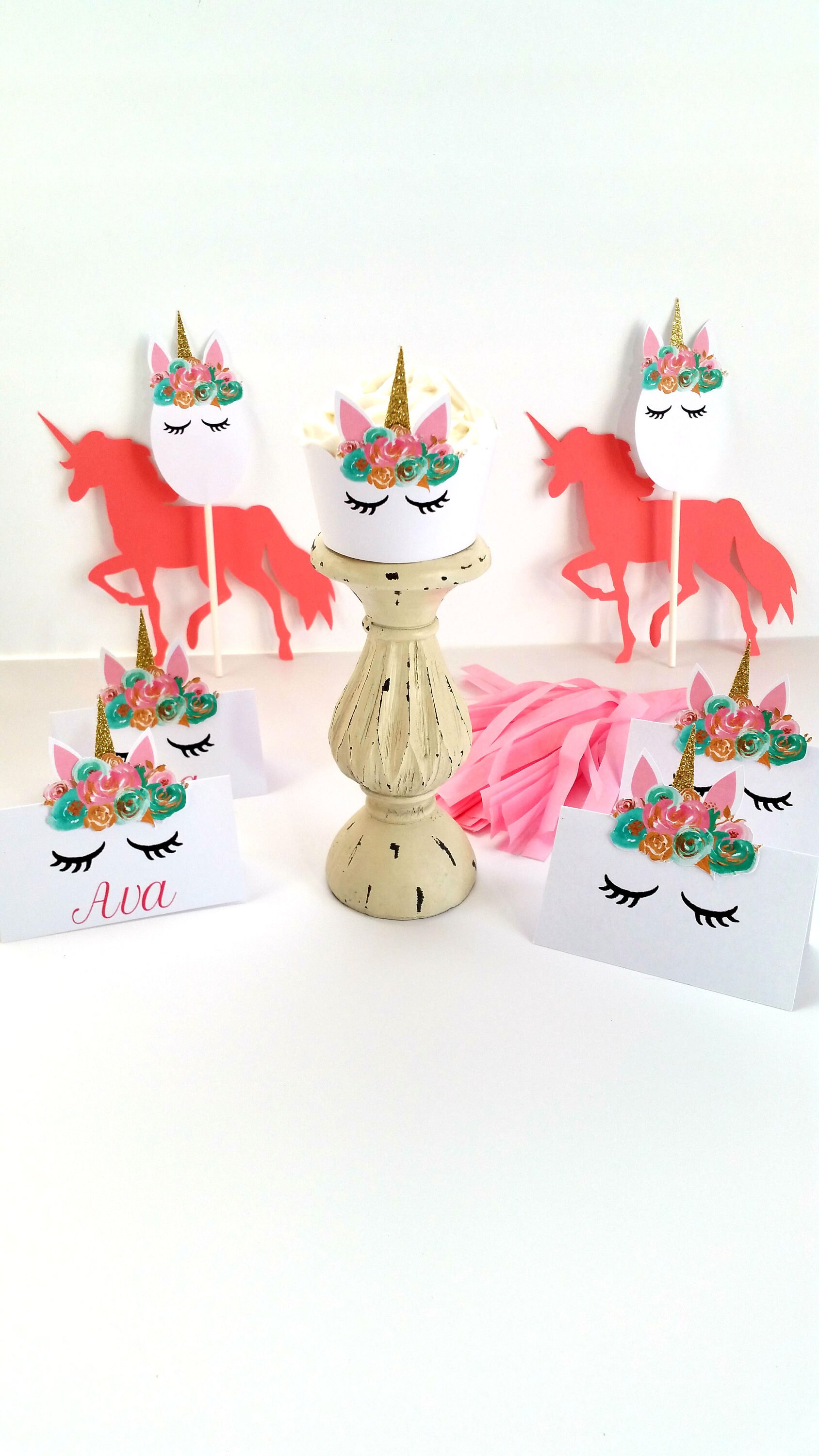 Mint and Gold Unicorn Cupcake Wrappers