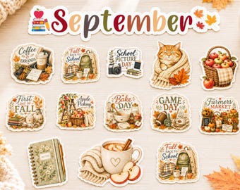 September Magnetic Calendar Bundle: Handmade Cozy Fall Magnets for Family Command Centers