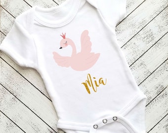 Personalized Swan Princess Outfit Set | Personalized Baby Gift | Swan Princess Party | Baby Shower Gift
