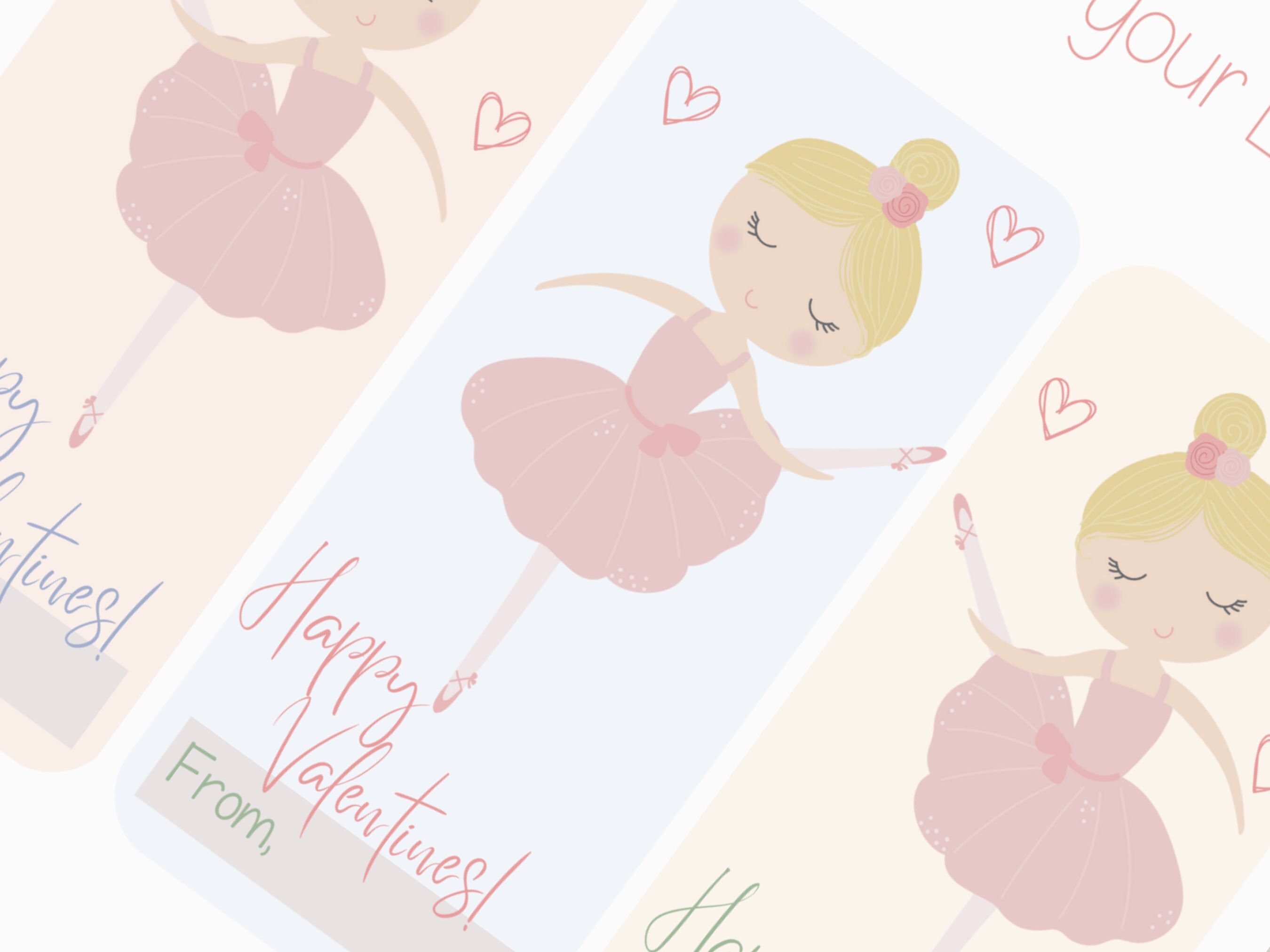 2700px x 2025px - Blonde Hair Ballerina Valentine's Cards Valentine's - Etsy
