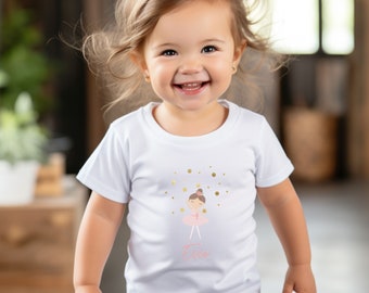 Personalized Ballerina Birthday Baby Tee for Girls | Ballet Themed Birthday Tshirt | Personalized Baby Gift | Gift for Baby Girls