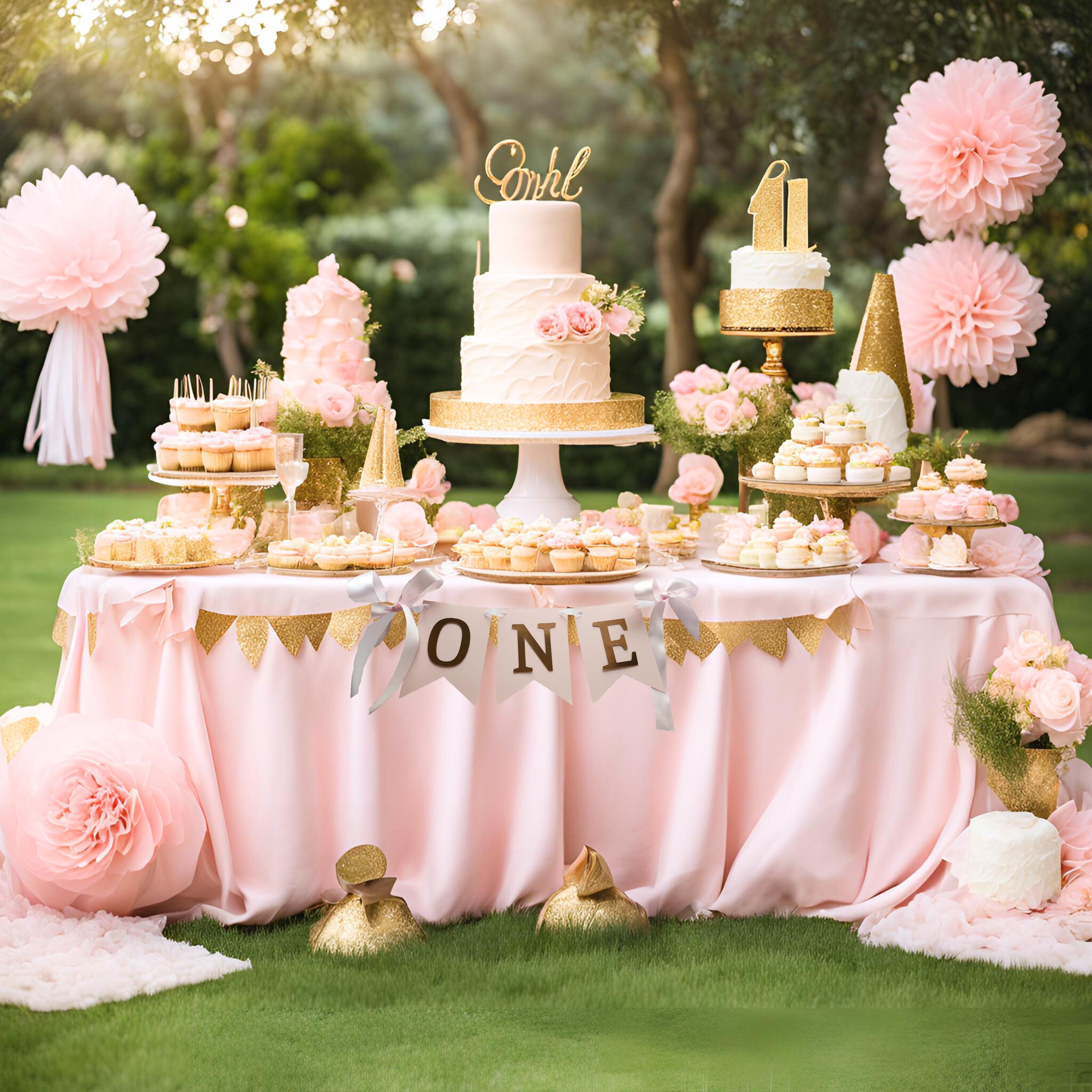 Baby Girl High Chair Banner 1st Birthday High Chair Banner - "one ...