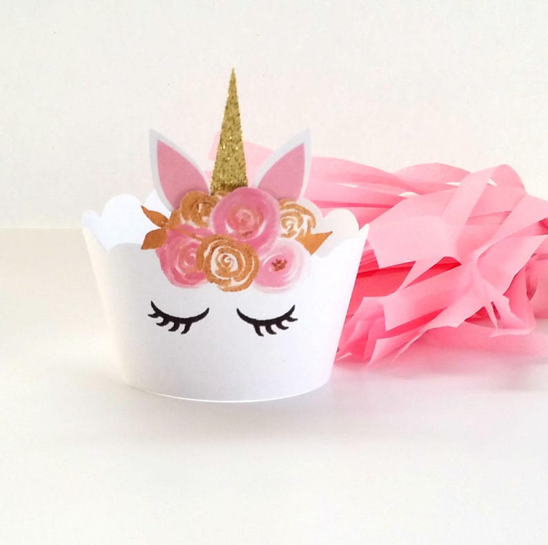 Pink and Gold Unicorn Cupcake Wrappers image 4