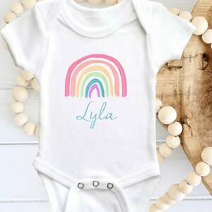 Custom Order Watercolor Rainbow Baby Onesie | Rainbow Baby Girl Gift