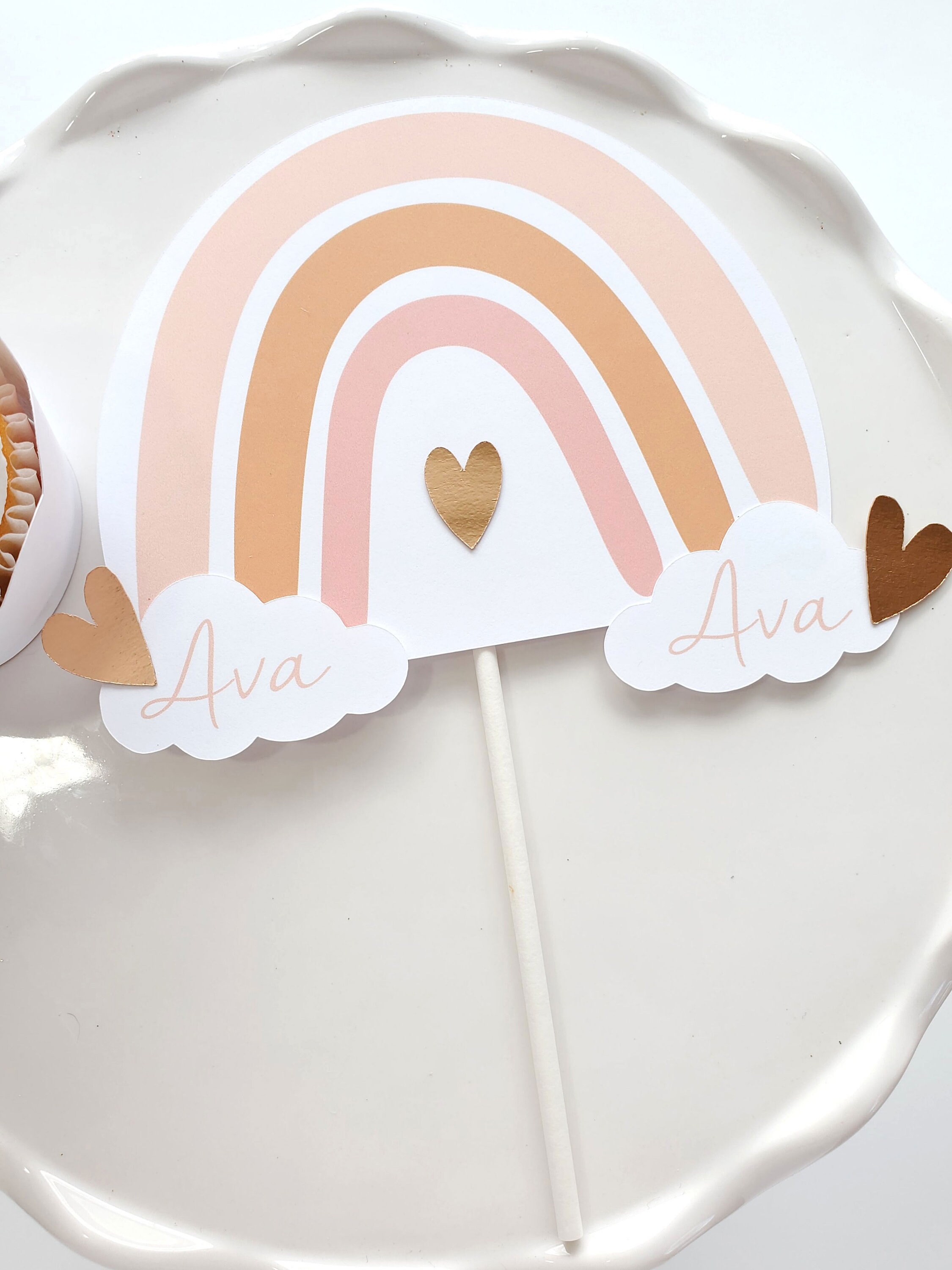 Gold Regenbogen Cake Topper – Für 1. Geburtstag & Babyparty Im Boho-Style