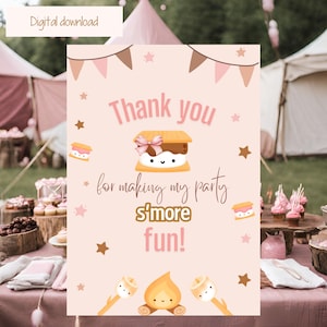 S'mores Dankeschön-Karte, druckbare digitale Datei, Camping Geburtstag Mitbringsel, S'mores Themed Party Favors, Instant Download Vorlage