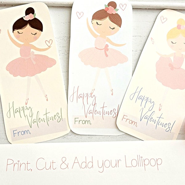 Ballerina Valentine's Cards | Valentine's Day Gift | Ballerina Lollipop Holder | Ballerina Candy Holder | Ballet Valentine | Valentine Card