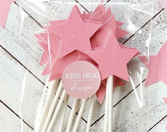 Pink Twinkle Twinkle Little Star Cupcake Toppers | Star Party Decor | Twinkle Baby Shower | Star Themed Party | Bridal Shower