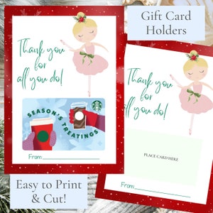 Customizable Christmas Appreciation Gift for Teachers | Personalized Ballerina-Themed Teacher Gift Card Holders | Teacher Gift | Coffee Gift