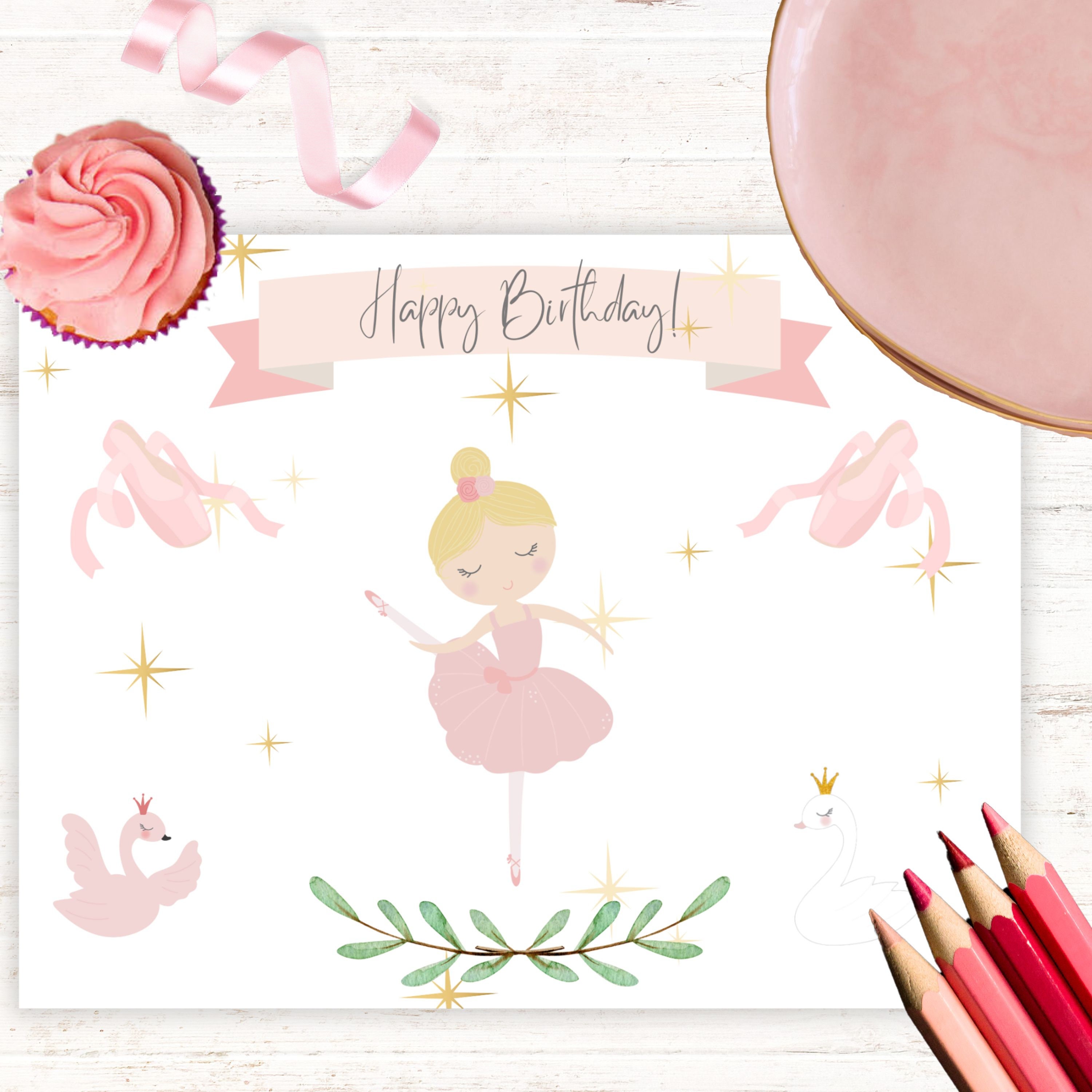 Ballerina Party Favors | Ballerina Birthday Party Placemat | Ballerina Birthday Decorations | Placemat for Kids | Birthday Coloring Placemat