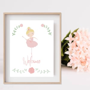 Ballerina Welcome Sign 8 x 10 | Printable Sign | Ballet Birthday Party Decor | Girls Birthday Party