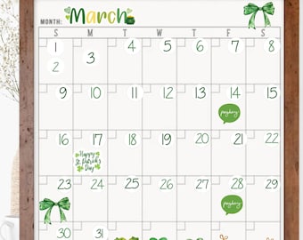 March Calendar Month Magnets | Custom Magnets for Whiteboards | Calendar Magnets for Home Office, Dorm decor, Teacher classroom