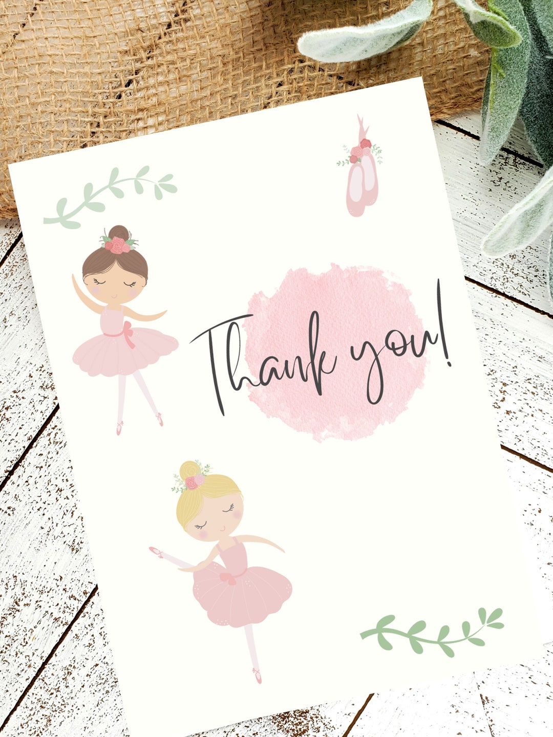Editable Ballerina Birthday Thank You Cards | Princess Swan Ballerina ...