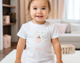 Personalized Ballerina Birthday Baby Tee for Girls | Ballet Themed Birthday Tshirt | Personalized Baby Gift | Gift for Baby Girls