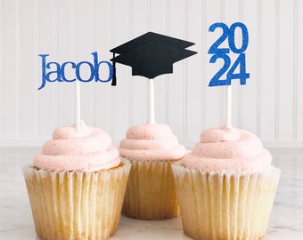 Personalized Graduation Cupcake Toppers, Graduation Party Decorations, Class of 2024, Custom Cupcake Toppers, Graduation Parties