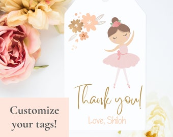 Ballerina Birthday Party Favor Tags | Birthday Favor Cards | Ballerina Favor Tags | Ballerina Birthday Party | Ballet Party Bags | Ballerina