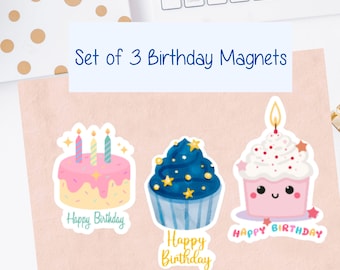 Calendar Birthday Magnet Set of 3 for Whiteboard | Birthday Planner Magnets | Calendar Magnets for Home Office, Dorm decor, Classroom