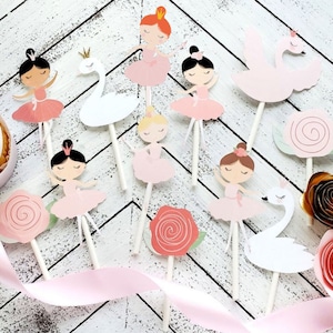 Swan Princess and Ballerina Cupcake Toppers | Princess Swan Party | Ballet Birthday Party Decor | Girls Birthday Party | Personalized Party