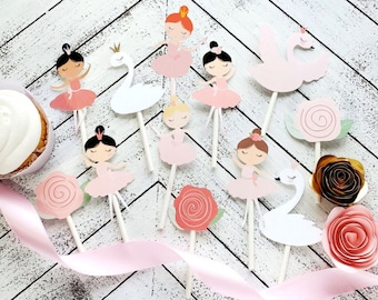 Swan Princess and Ballerina Cupcake Toppers | Princess Swan Party | Ballet Birthday Party Decor | Girls Birthday Party | Personalized Party