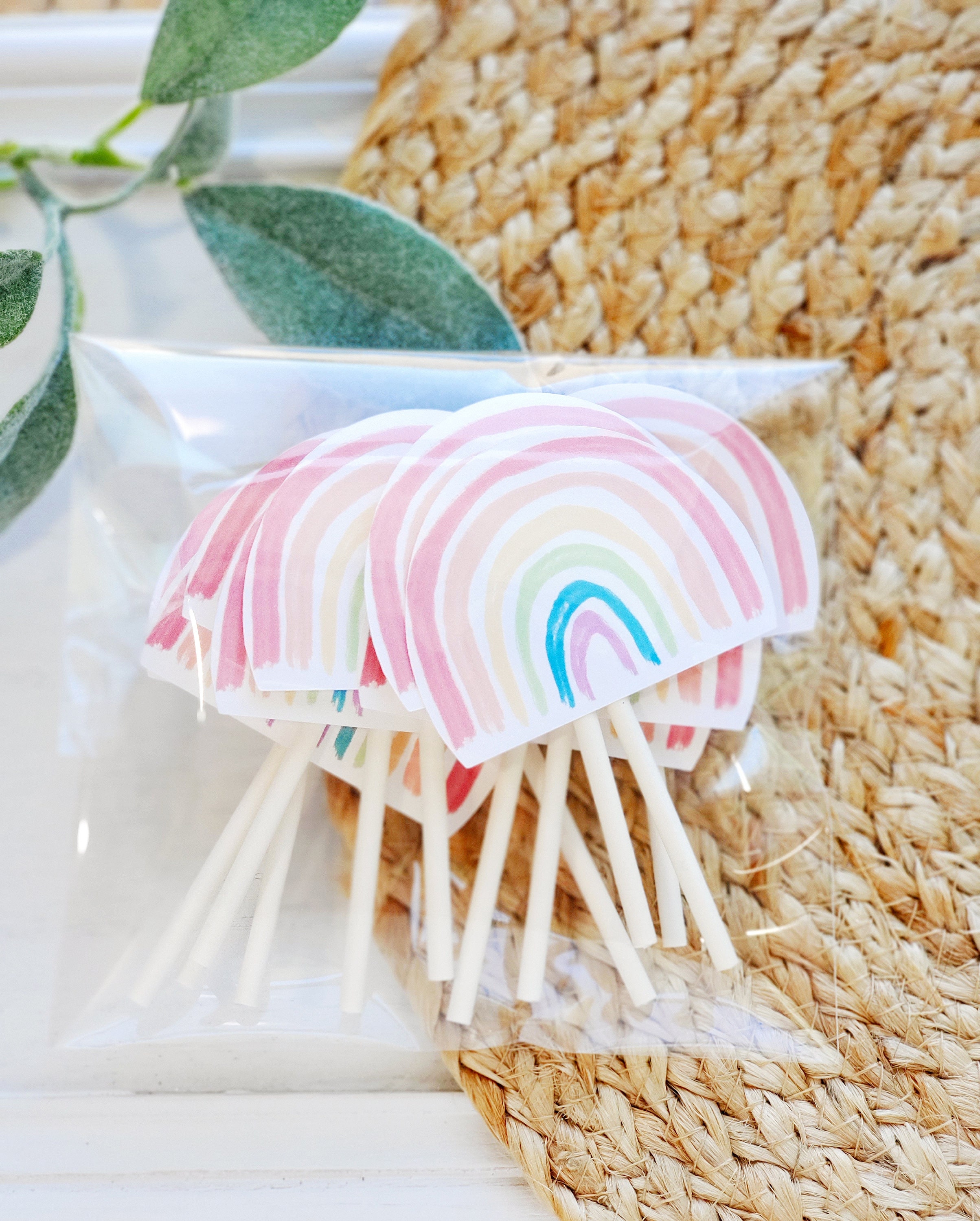 Watercolor Pastels Rainbow Cupcake Toppers Rainbow Party Etsy