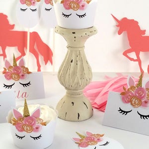 Pink and Gold Unicorn Cupcake Wrappers image 6