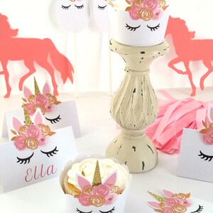 Pink and Gold Unicorn Cupcake Wrappers image 5