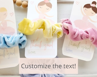 Customizable Ballerina Birthday Party Favors | Valentines Card Printable | Valentine's Day | Personalized Ballerina Scrunchie Holder