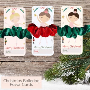 Lembrancinhas de festa de Natal de bailarina | Cartões de lembrancinhas de aniversário | Cartões de lembrancinhas de bailarina | Porta-scrunchie de bailarina | Enchedor de meia de Natal
