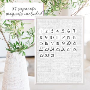 Calendar Number Magnets – Full Set of Black Magnetic Numbers 1–31 Calendar Whiteboards | for Home Office, Dorm decor, Teacher classroom