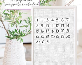 Calendar Number Magnets – Full Set of Black Magnetic Numbers 1–31 Calendar Whiteboards | for Home Office, Dorm decor, Teacher classroom
