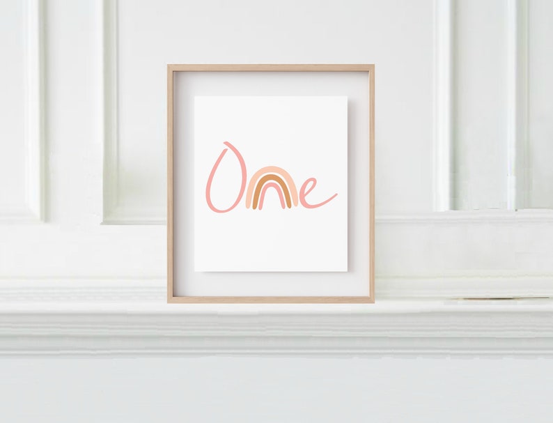Printable Boho Pink Rainbow One Sign 8 X 10 | Rainbow Party | First ...