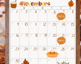 November Calendar Month Magnets | Custom Magnets for Whiteboards | Calendar Magnets for Home Office, Dorm decor, Teacher classroom