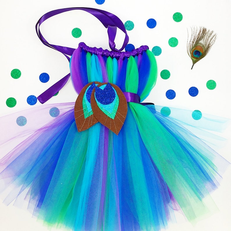 Girls Peacock Tutu Dress with matching Headband and Sash Halloween Christmas Gift image 5