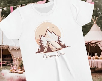 Boho Camping Crew tshirt for girls, Gift for Kids, Birthday Girls Shirt, Campfire Birthday Party Tee, Camping Shirt, Glamping shirt