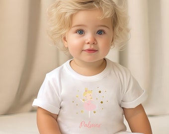 Custom Ballerina Birthday Tee for Baby Girls | Adorable Ballet theme shirt | Personalized Baby Gift | Perfect Gift for Tiny Dancers