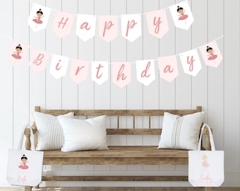 Ballerina Birthday Decor | Print & Cut Custom Ballerina Birthday Banner | 1st Birthday | Birthday Banner | Princess Ballet Party