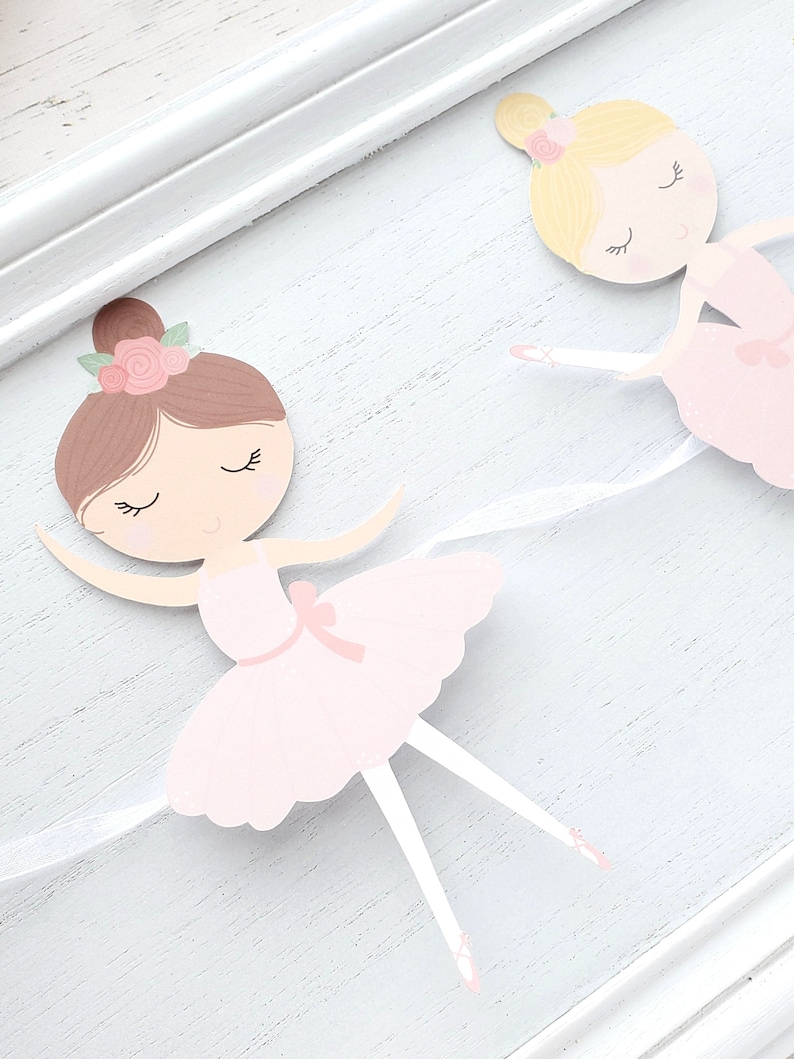 Ballerina Banner Print and Cut at Home Ballerina Birthday 1st Birthday Birthday Banner Princess Ballet Party Ballet Birthday image 3