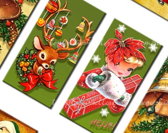 Vintage Christmas New Year Images 1x2 inch Original  Printable Scrapbooking 8.5x11 inch sheet 337