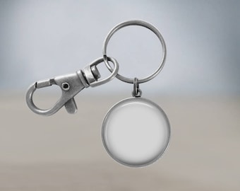 Download Free Mockup Digital Template for antique silver key chain with silver round Pendant on blue Background No graphic tool needed. Ask me How 1615 PSD Template