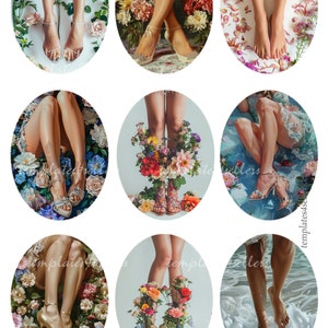 Digital Collage Sheet Beautiful Woman Legs Pictures 30x40 mm oval images Love Scrapbooking Pendants Original 4x6 inch sheet 940 image 2