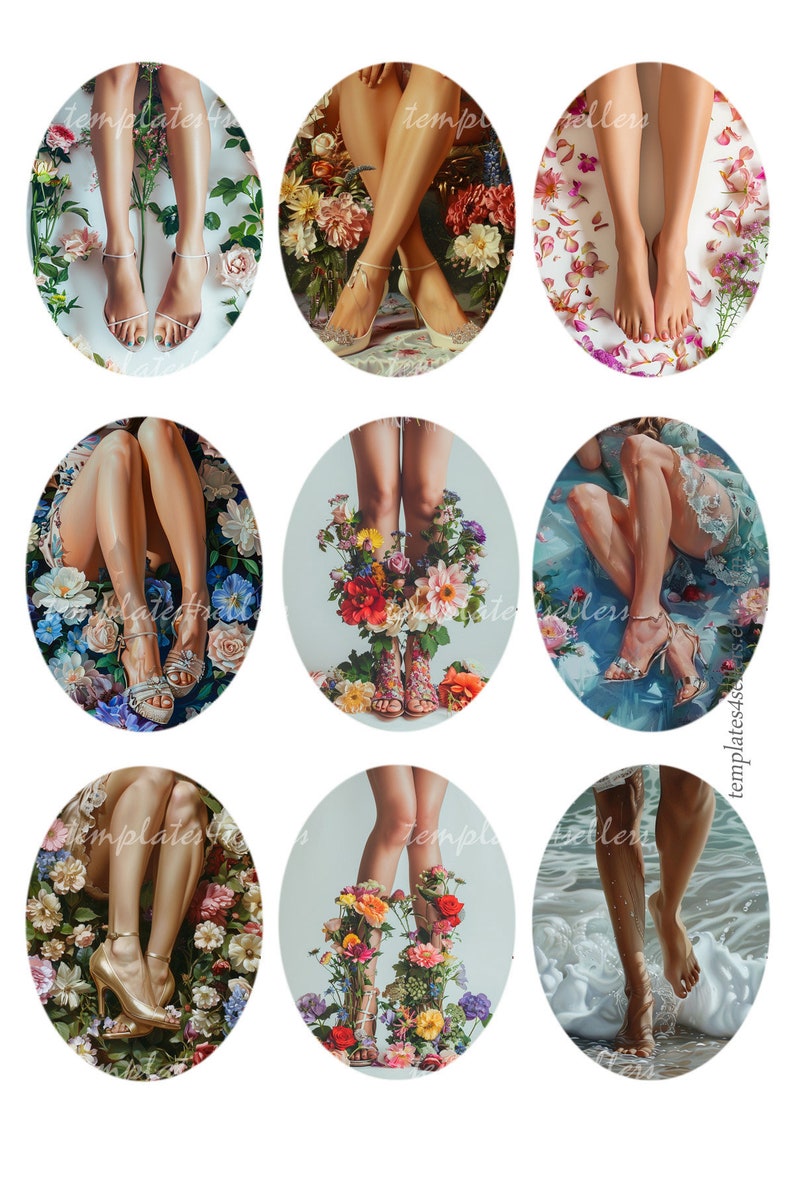 Digital Collage Sheet Beautiful Woman Legs Pictures 30x40 mm oval images Love Scrapbooking Pendants Original 4x6 inch sheet 940 image 2