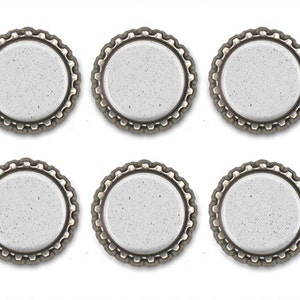 Digital Photo Template for 6 flattened bottle cap magnets on white background. 814