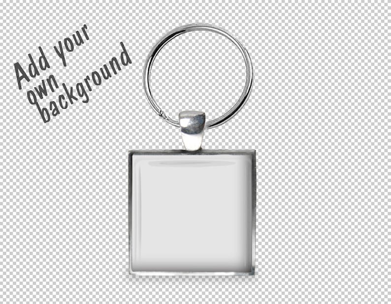 Download Mockup Keychain Digital Photo Template with Silver Square 1 | Etsy