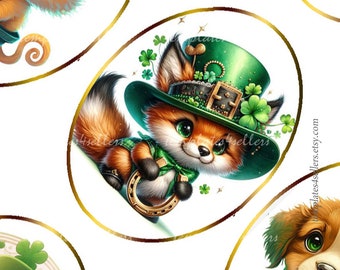 St Patrick's Day Oval Images Digital Collage Sheet 30x40mm for pendants and jewelry making  Original  Printable 4x6 inch 935